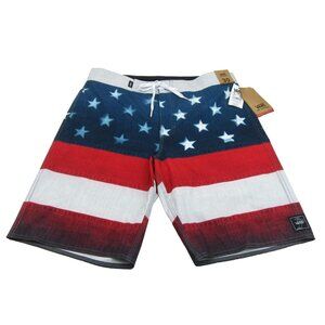 Vans Era USA American Flag Boardshort Swim Trunks Mens Size 30 NEW